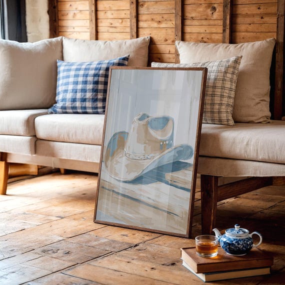 Cowboy Hat On Wooden Table Western Print
