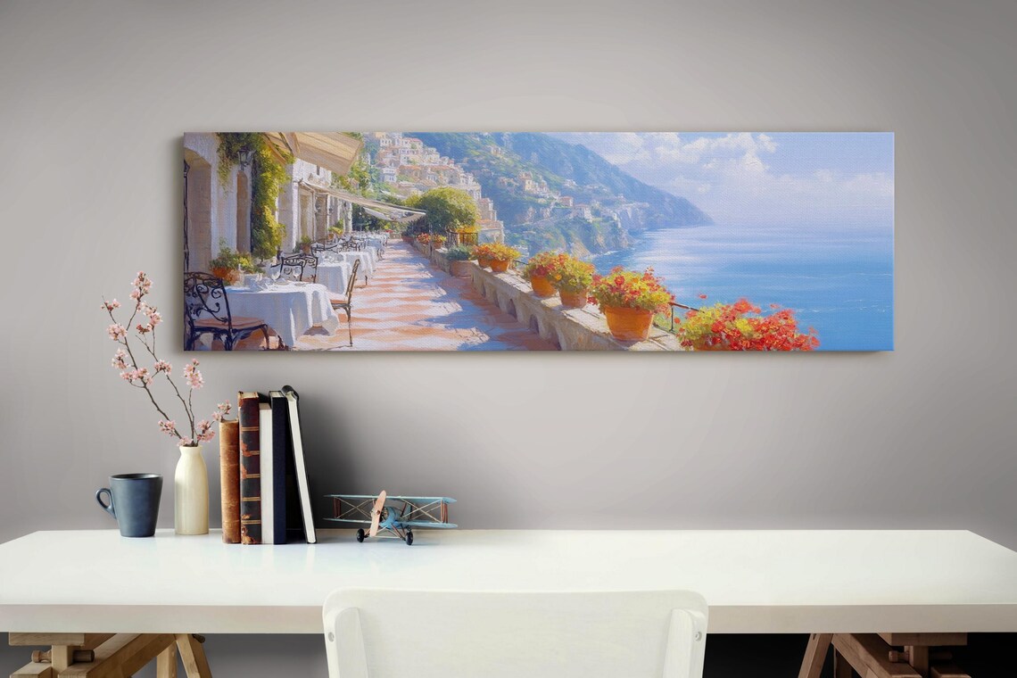 Amalfi Coast Balcony Sea View Mediterranean Terrace Travel Poster - Image 4