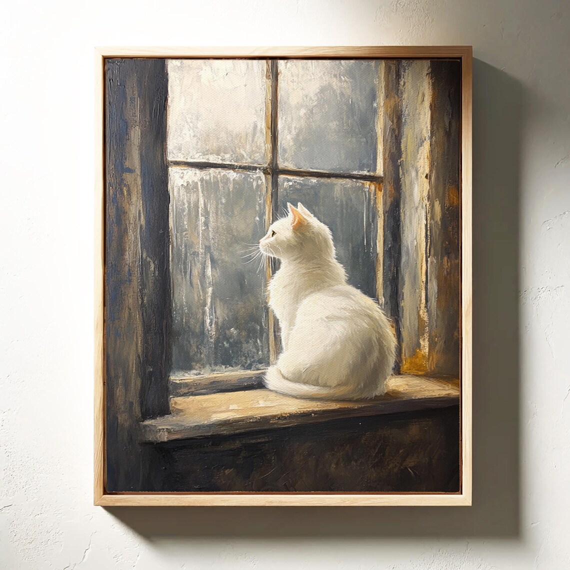 White Cat by Rustic Window, Vintage Farmhouse Art Print - Image 5