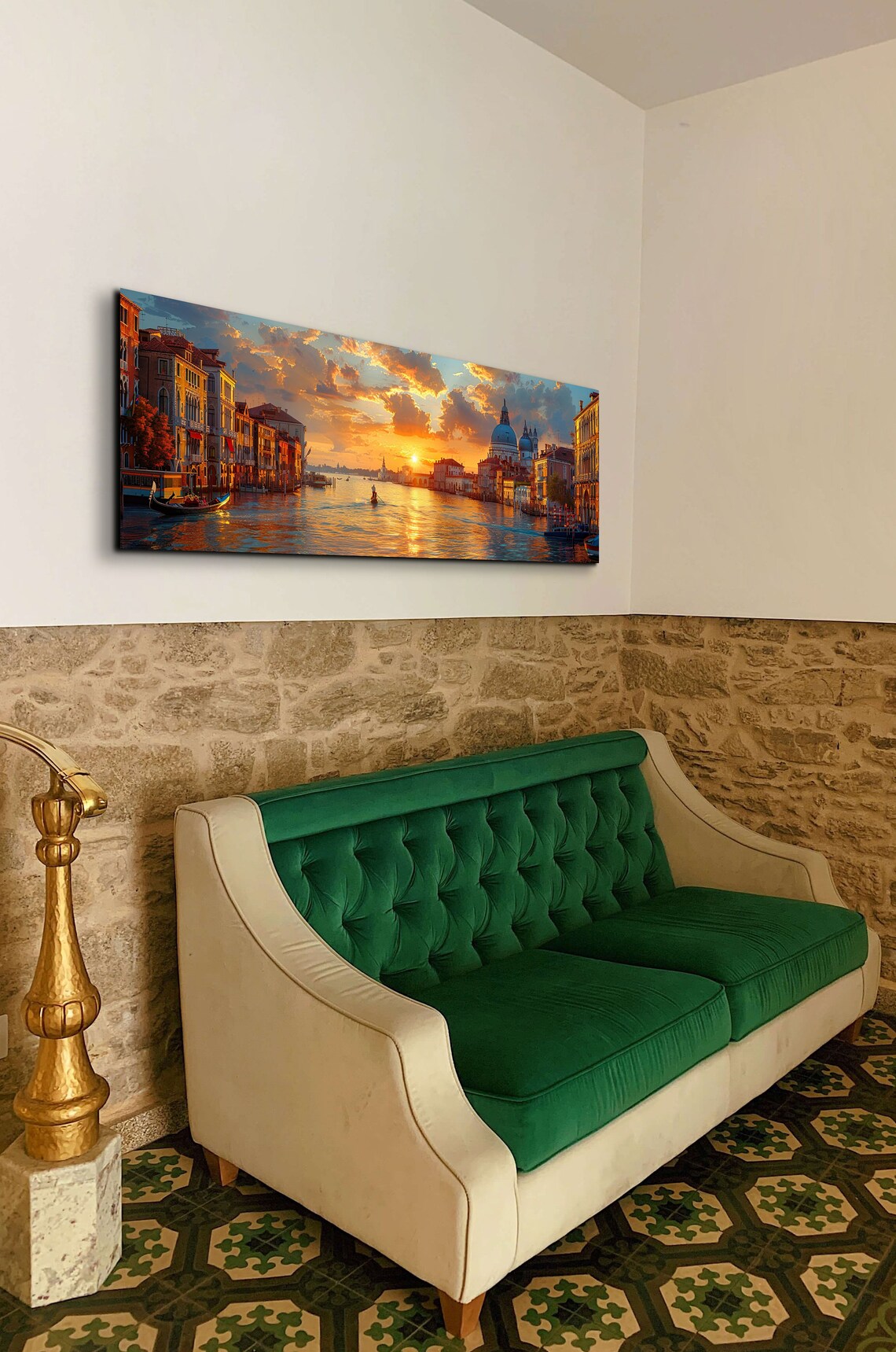 Venice Canal Golden Sunset Gondola Watercolor Romantic Art Poster - Image 4
