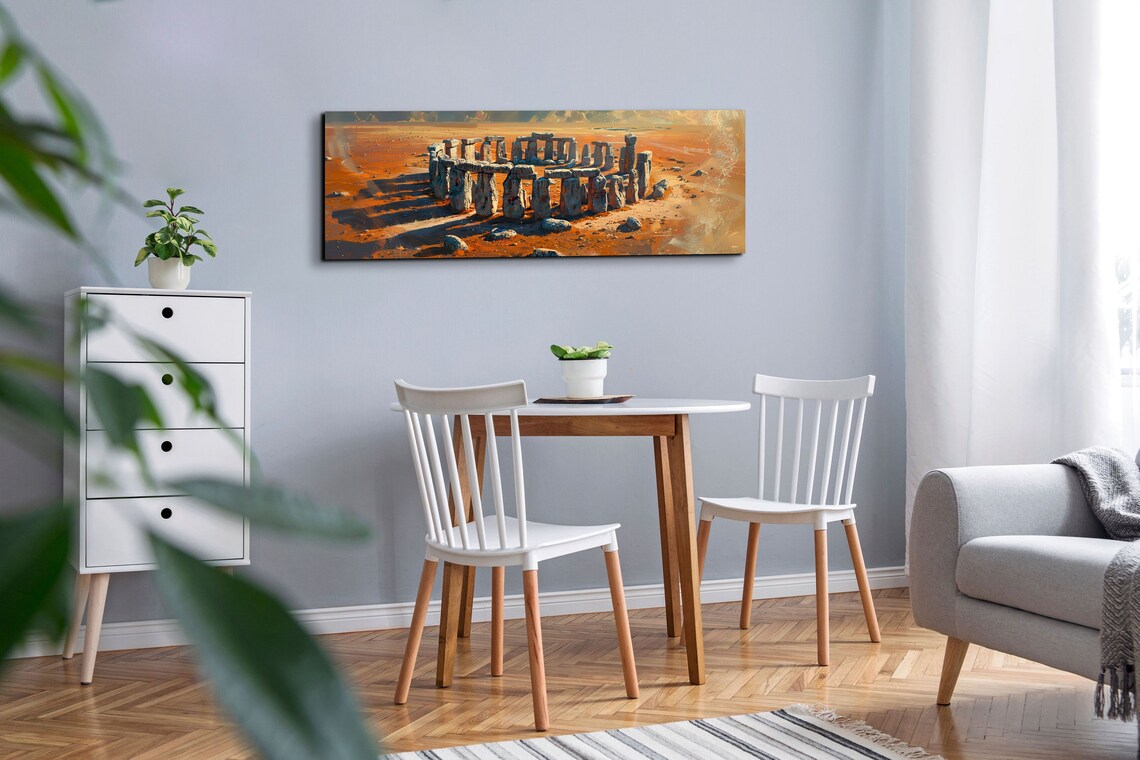 Stonehenge Ancient Stones at Desert Sunset Historic Painting Wall Art - Image 4