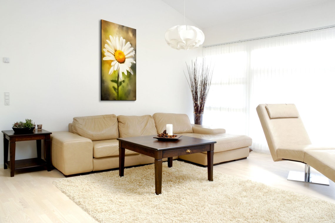 White Daisy Flower Macro Botanical Soft Golden Light Art Poster - Image 5