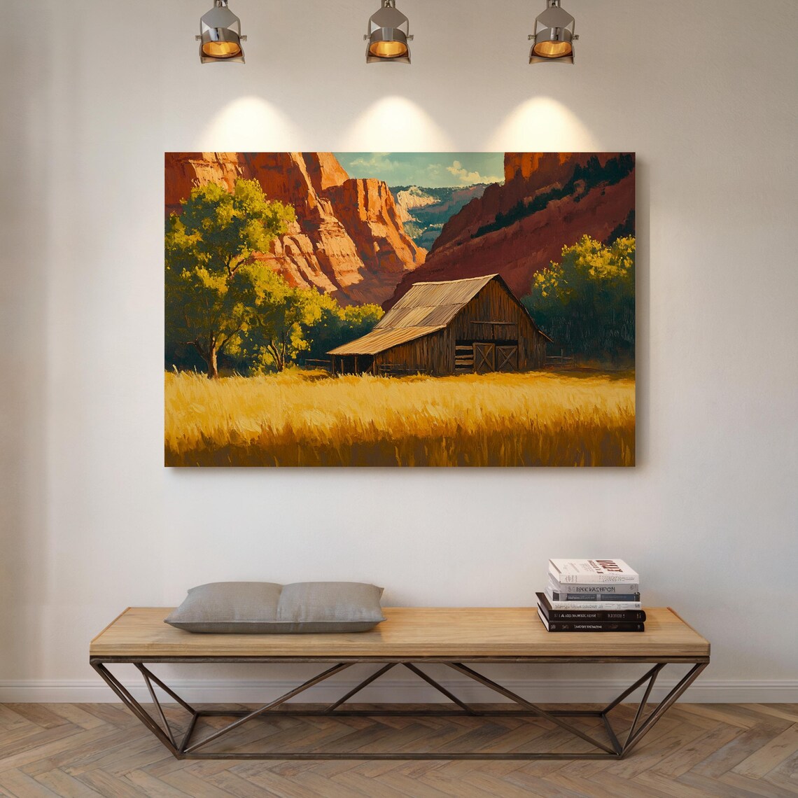 Rustic Barn in Golden Fields, Vintage Landscape Art - Image 5