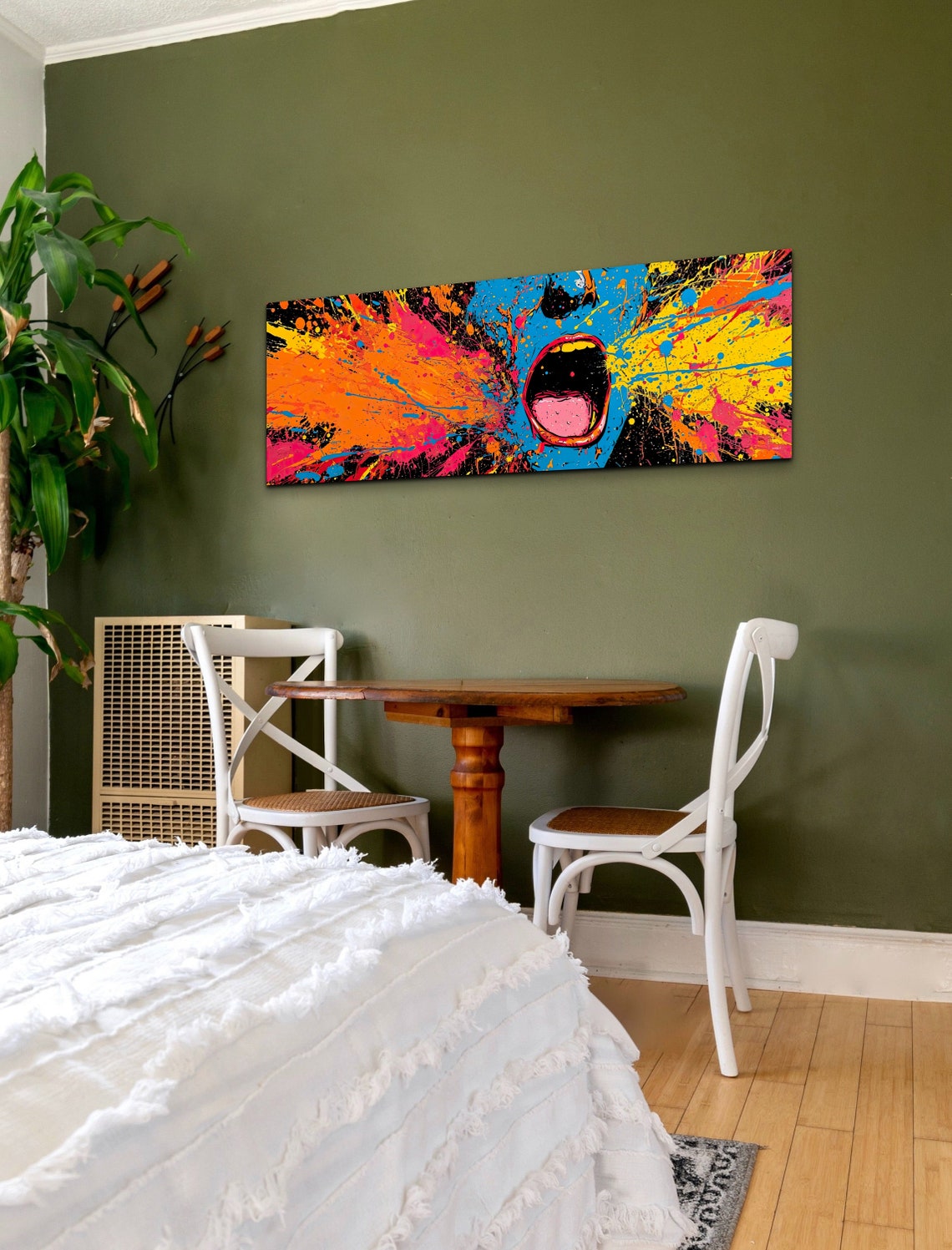 Panoramic Screaming Face Pop Art Color Splash Painting Wall Art - Image 5
