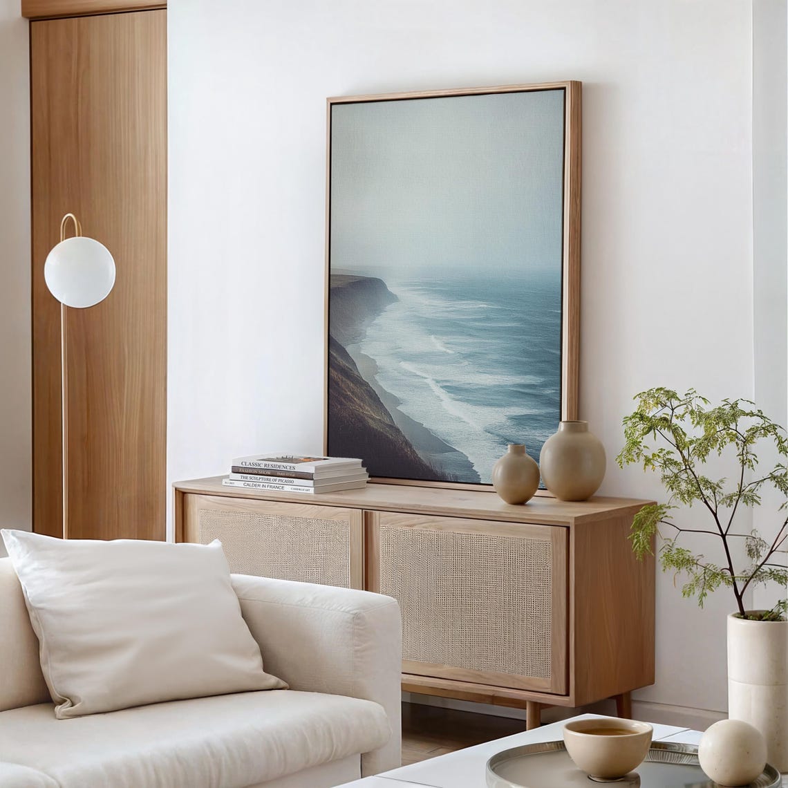 Misty Coastal Cliffs Foggy Ocean Waves Serene Seascape View Poster - Image 4