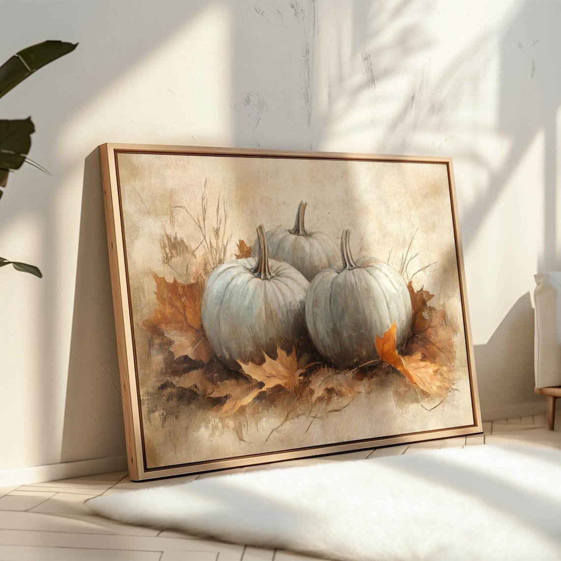 Rustic White Pumpkin Fall Harvest Art Print - Image 5