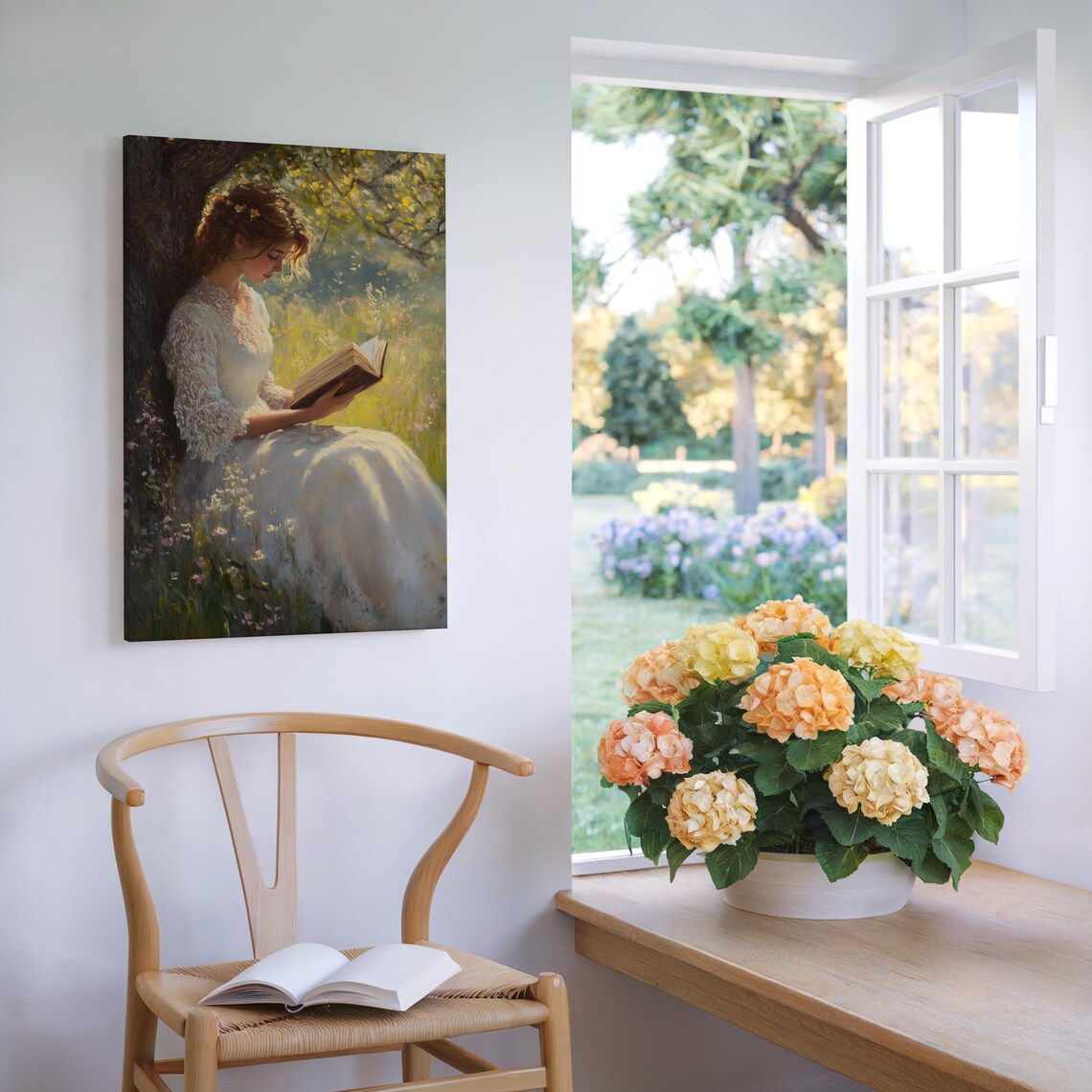 Elegant Woman Reading, Romantic Oil Painting Art Print - Image 6