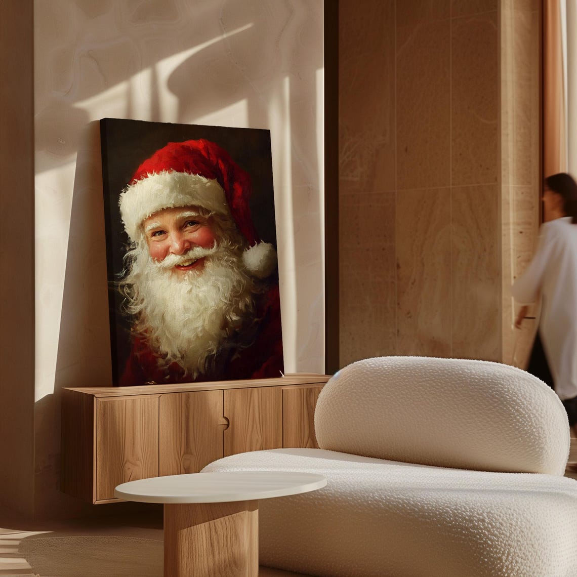 Jolly Santa Claus Face Portrait With White Beard Vintage Style Poster - Image 7