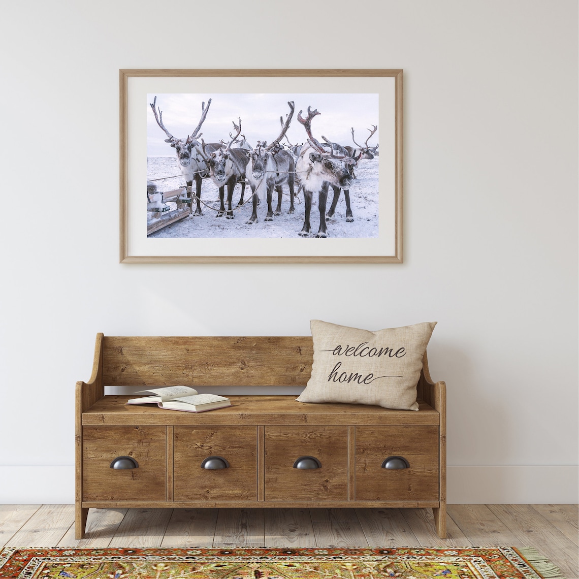 Nordic Winter Reindeer Print, Scandi Holiday Decor - Image 2