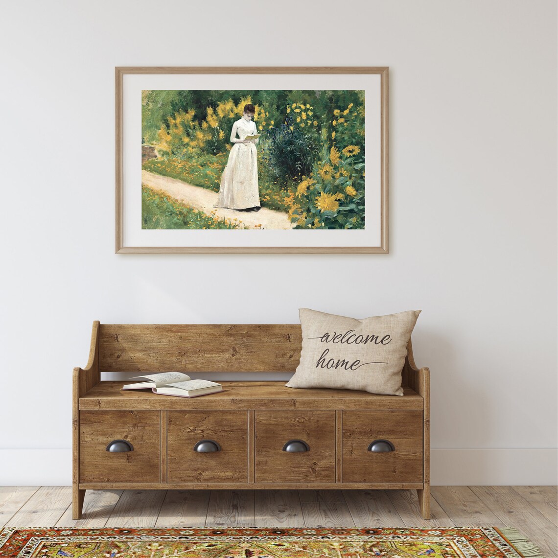 Reading In The Garden, Vintage French Country Art Print - Image 2