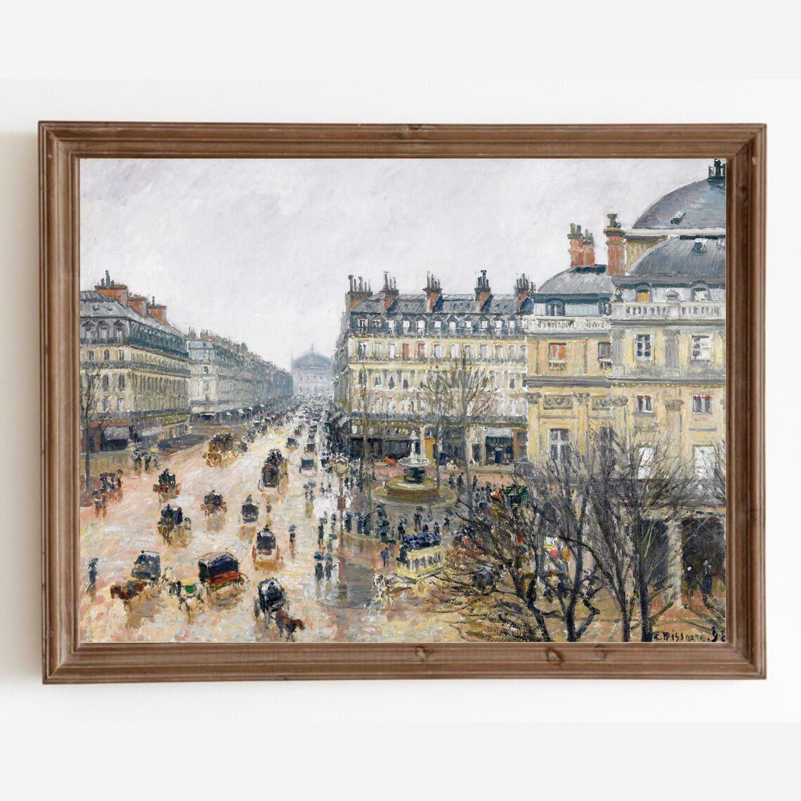 Winter Cityscape Vintage Architecture Landscape Art Print