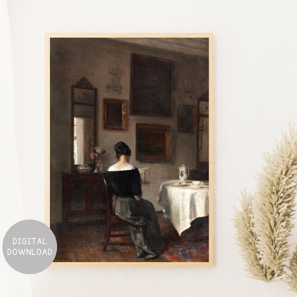 Woman Reading Portrait, Vintage Oil Painting Print - Image 2