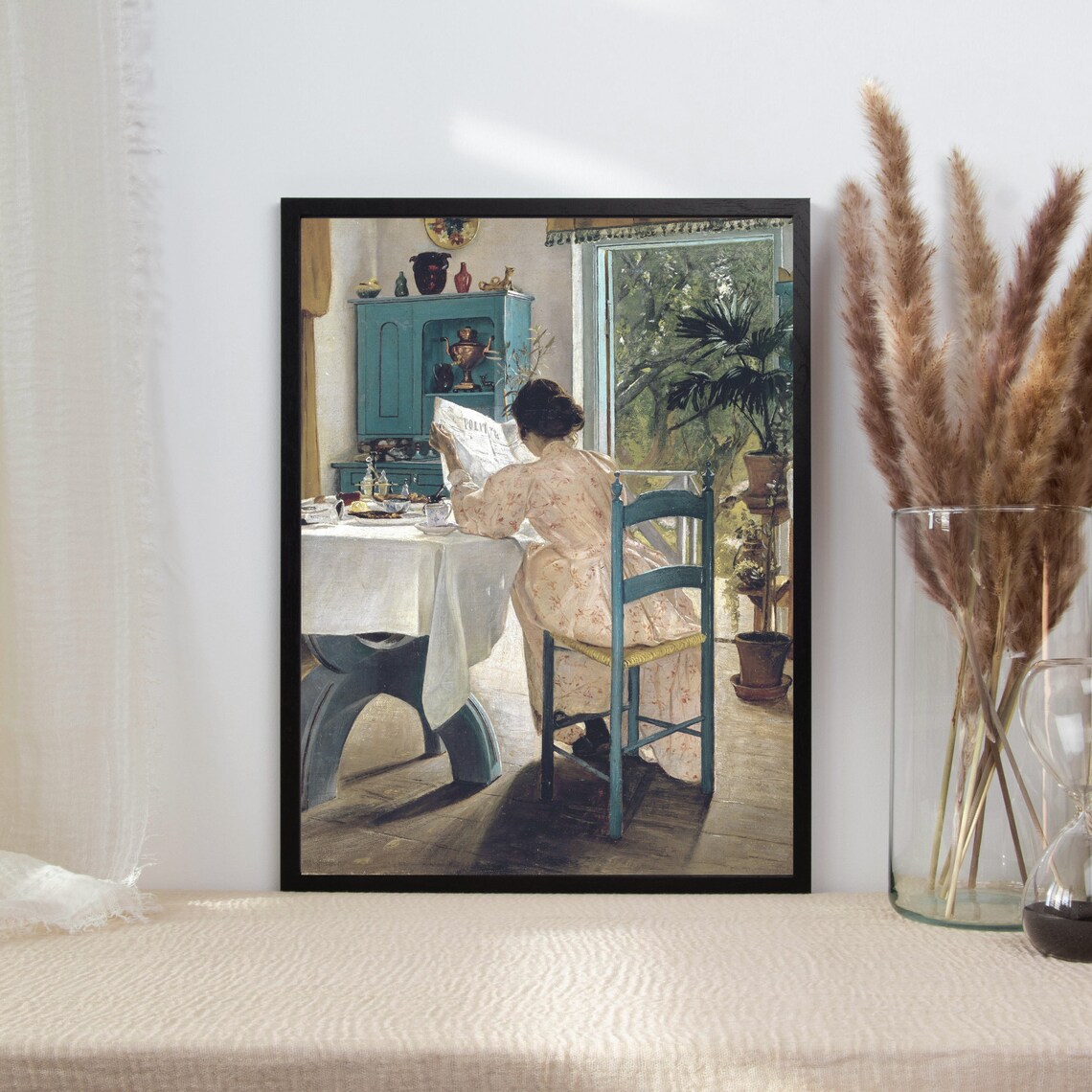Antique Woman Reading Portrait, Vintage Interior Art Print - Image 2