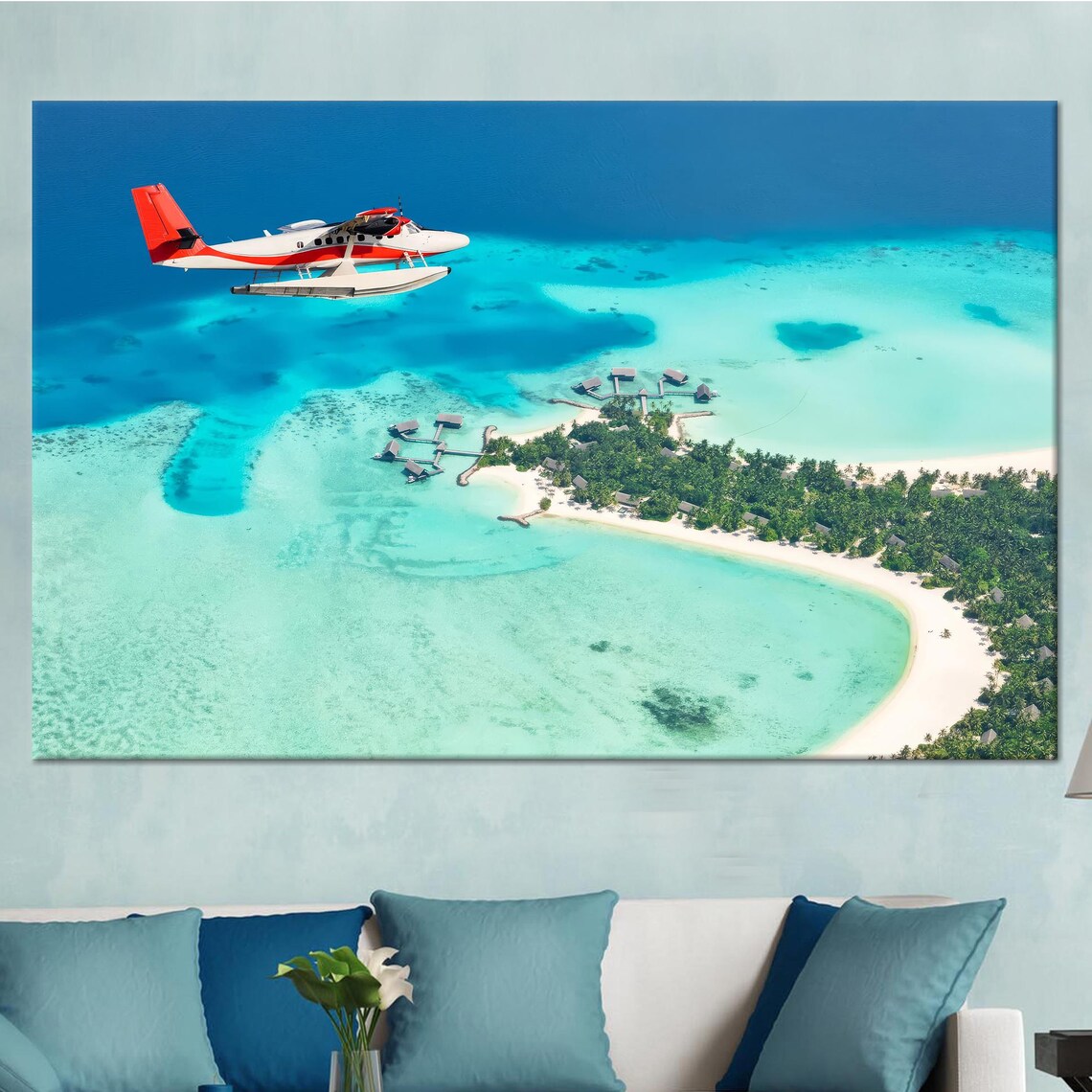 Seaplane Decor, Tropical Seascape Art Print