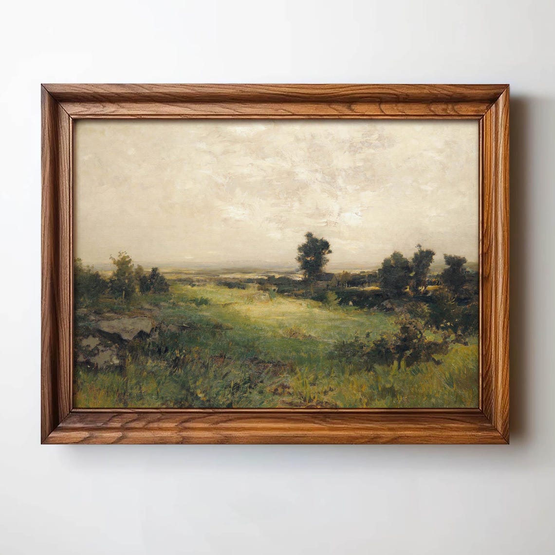 Vintage Landscape Oil Painting, Rustic Nature Scene