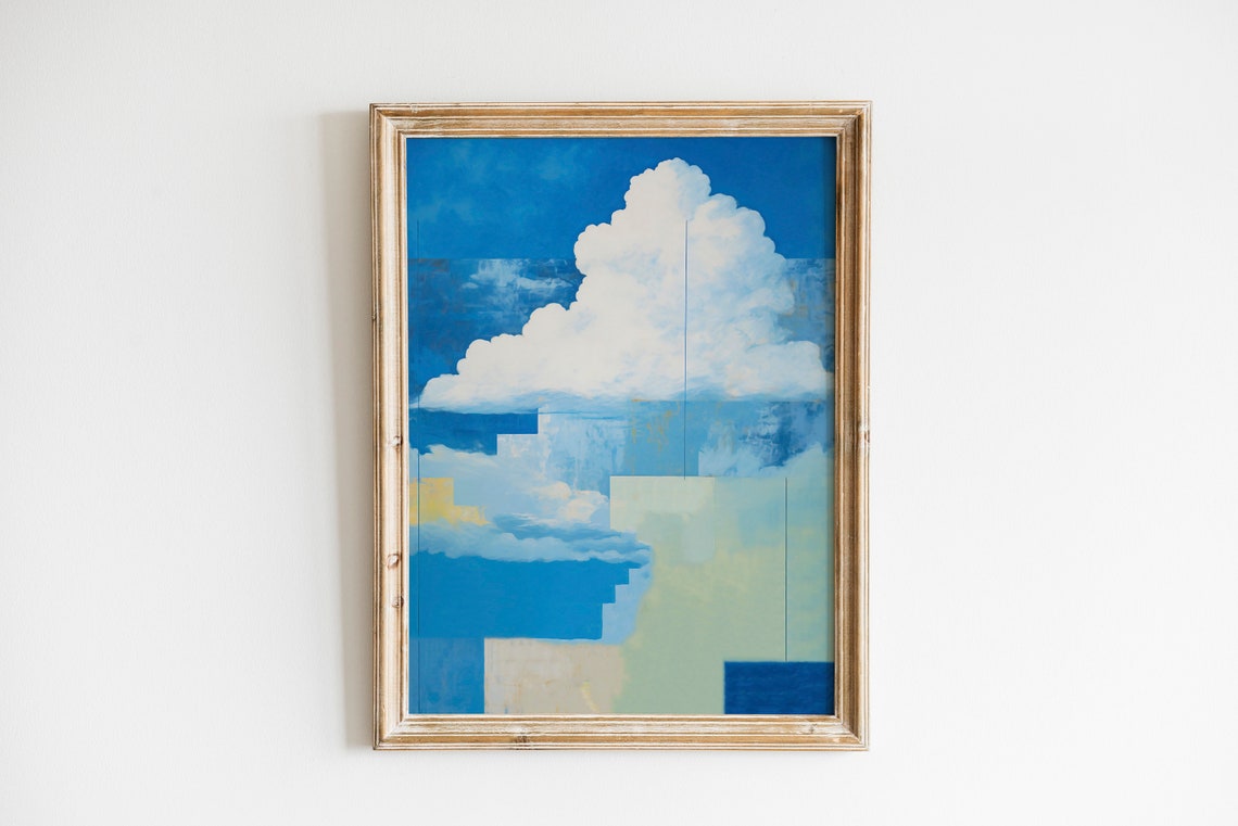 Surrealist Cloud Painting, Abstract Minimalist Nursery Decor - Image 2