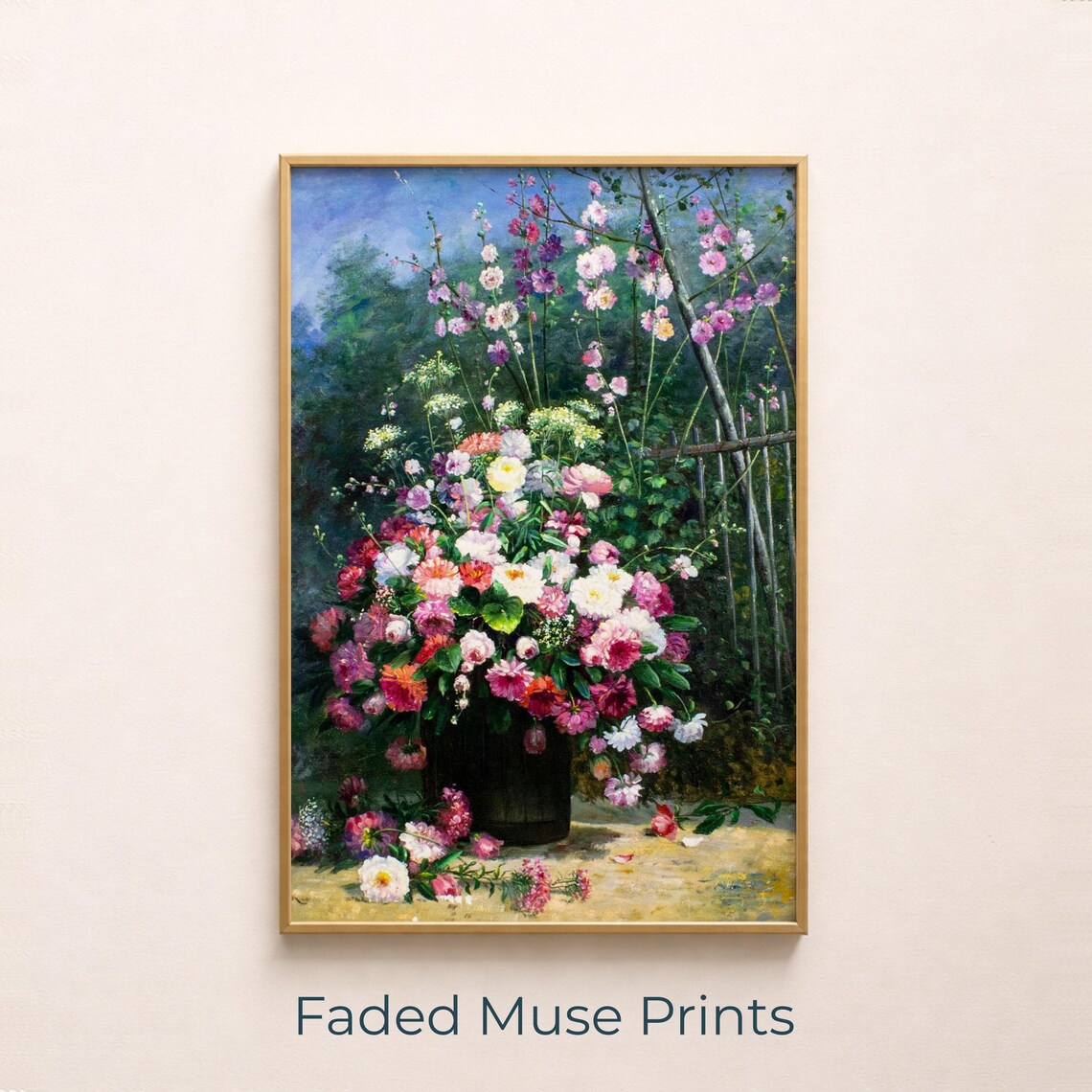 Bright Floral Bouquet Vintage Cottagecore Art Print