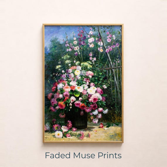 Bright Floral Bouquet Vintage Cottagecore Art Print
