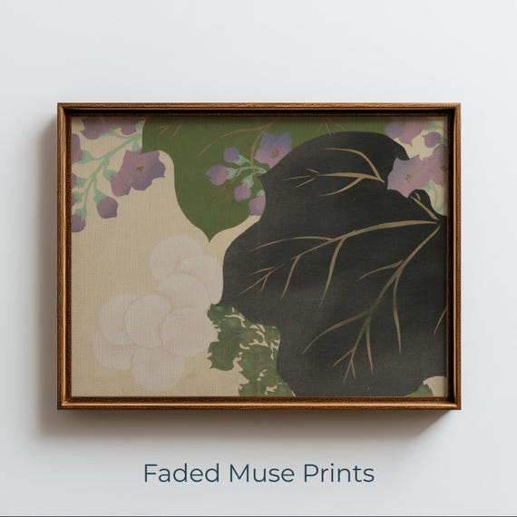 Vintage Botanical Leaves Midcentury Modern Floral Wall Art Digital Download 1063