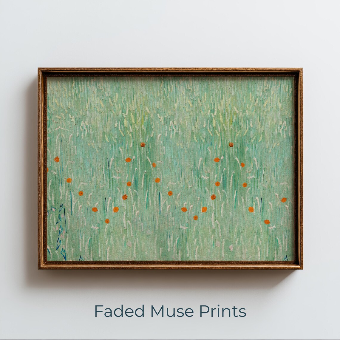 Vintage Meadow Poppies Green Grassland Impressionist Painting Poster