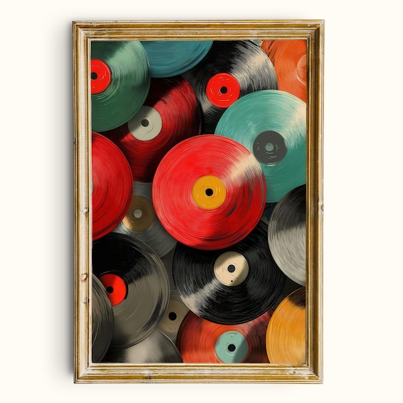 Retro Vinyl Record Print Midcentury Modern Music Room Art Digital Download