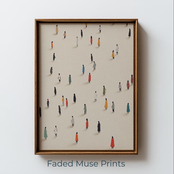 Minimalist Figures Aerial View, Wall Art Print
