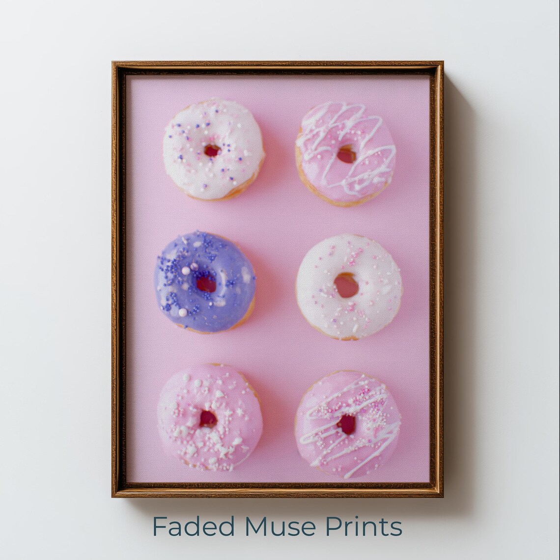 Cute Pastel Donut Grid, Modern Dessert Kitchen