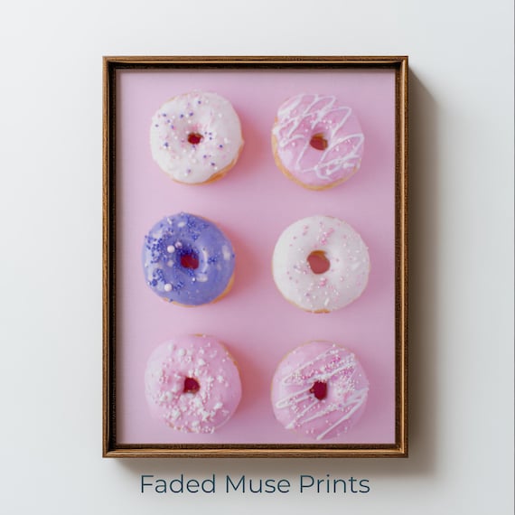 Cute Pastel Donut Grid, Modern Dessert Kitchen