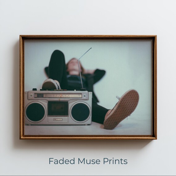 Retro Boombox Photograph Print Vintage Radio Relaxed Vibe Room Decor