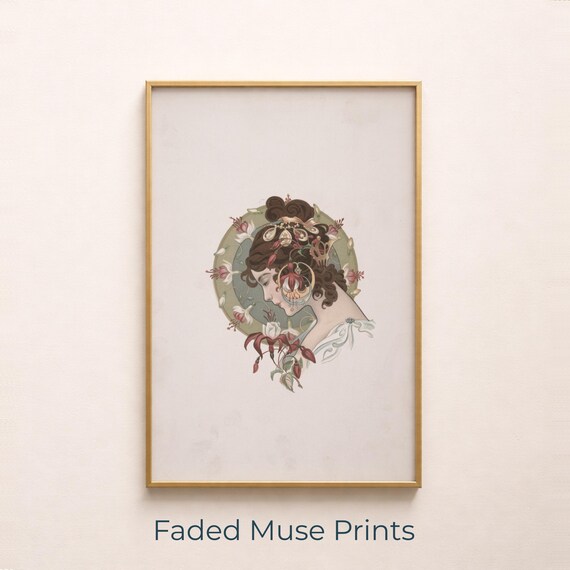 Vintage Botanical Portrait With Flowers And Moth