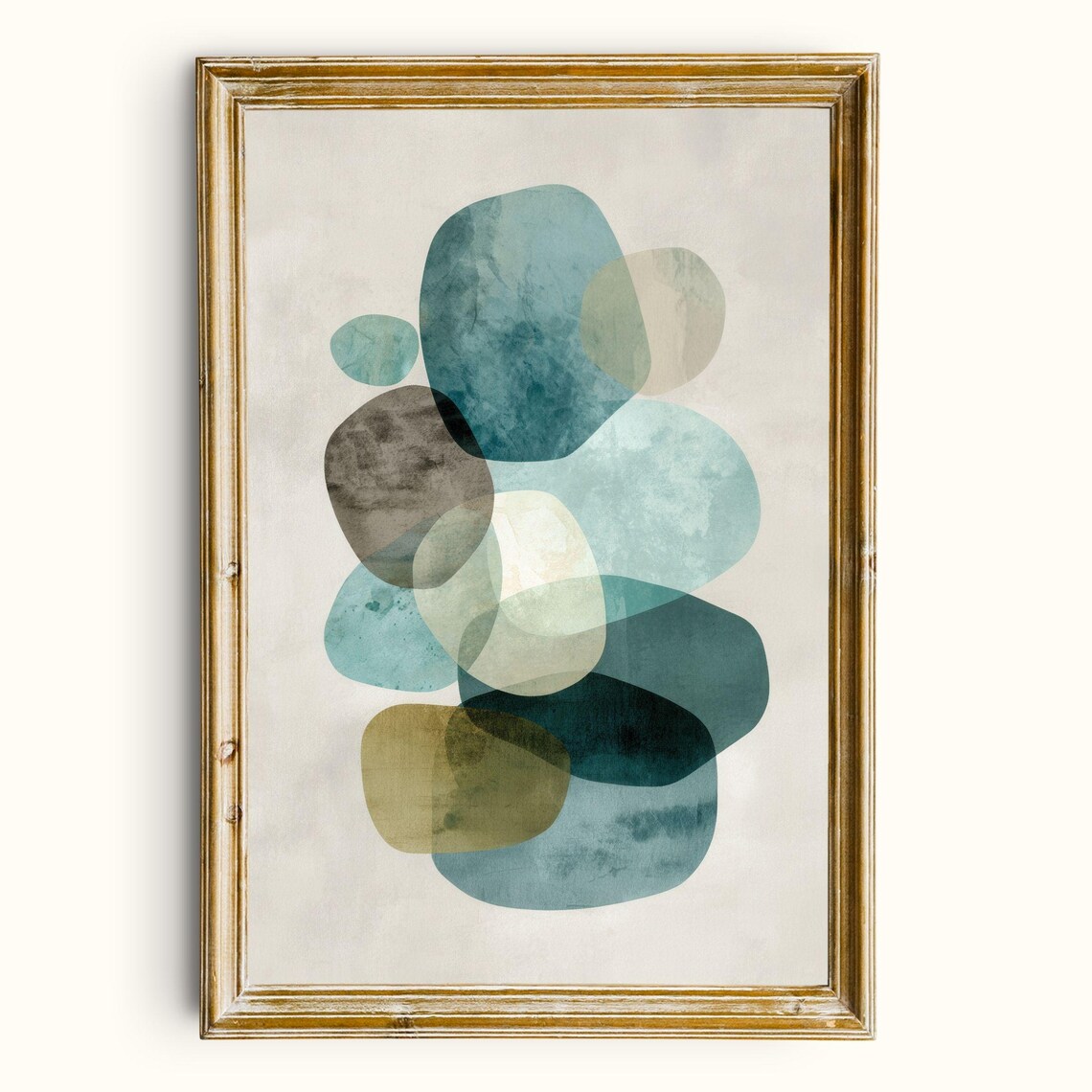 Blue Green Abstract Print Organic Minimalist Wall Art Digital Download