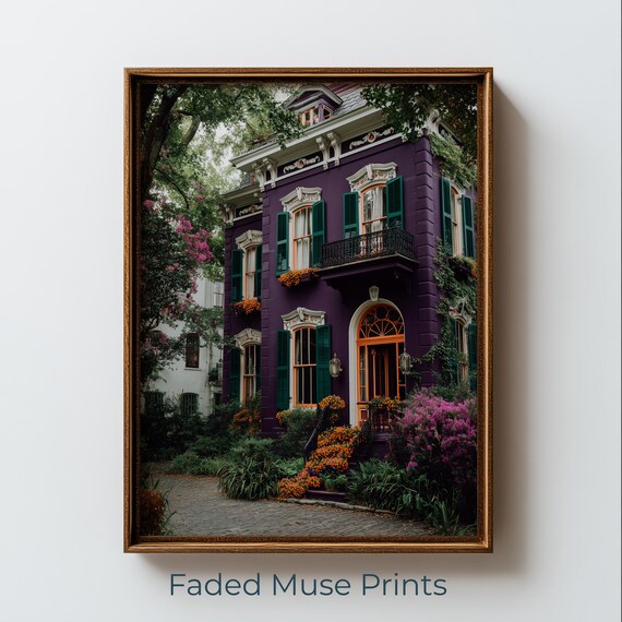 Purple Victorian Manor House Ornate Architecture Printable Wall Art Digital Download 2679