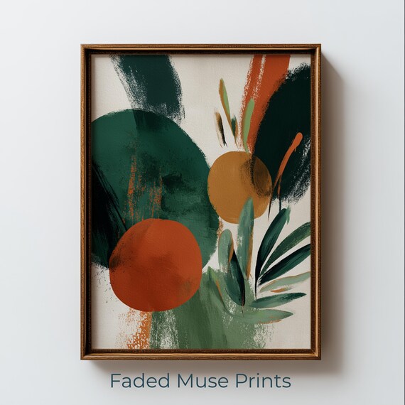 Abstract Botanical Circles Poster Geometric Palm Leaves Modern Artwork