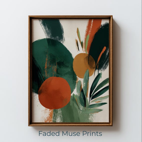 Abstract Botanical Wall Art Geometric Circles Palm Leaves Printable Digital Download 2780