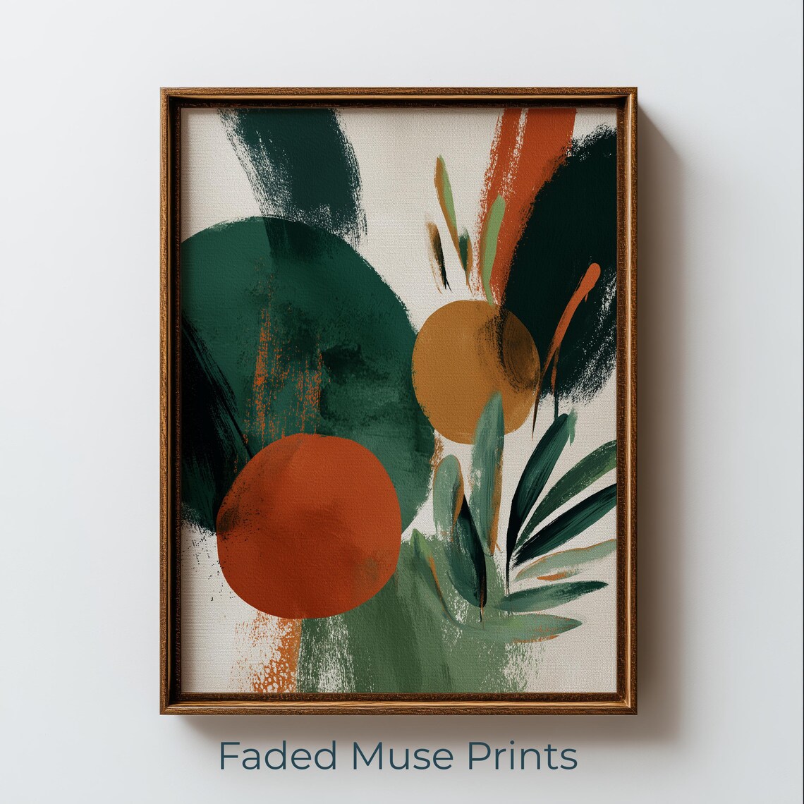 Abstract Botanical Wall Art Geometric Circles Palm Leaves Printable Digital Download 2780