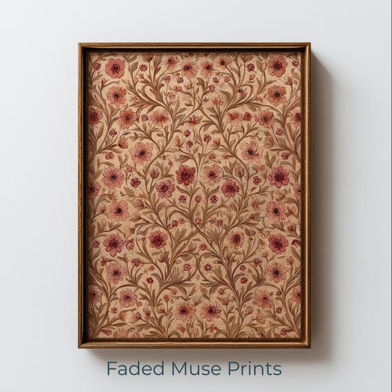 Vintage Floral Vine Tapestry Art Cottagecore Botanical Wall Pattern Digital Download 1621