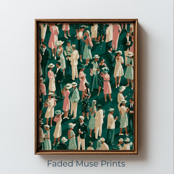 Chic Garden Party Crowd Retro Modern Printable Wall Art Digital Download 2685