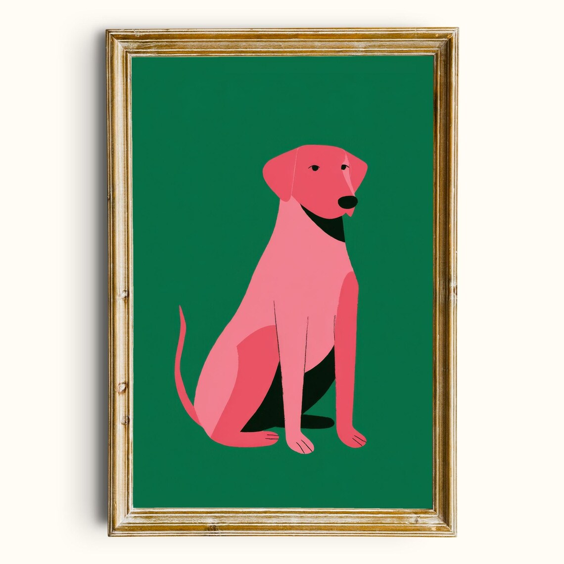Bold Pink Dog Print, Modern Graphic Illustration
