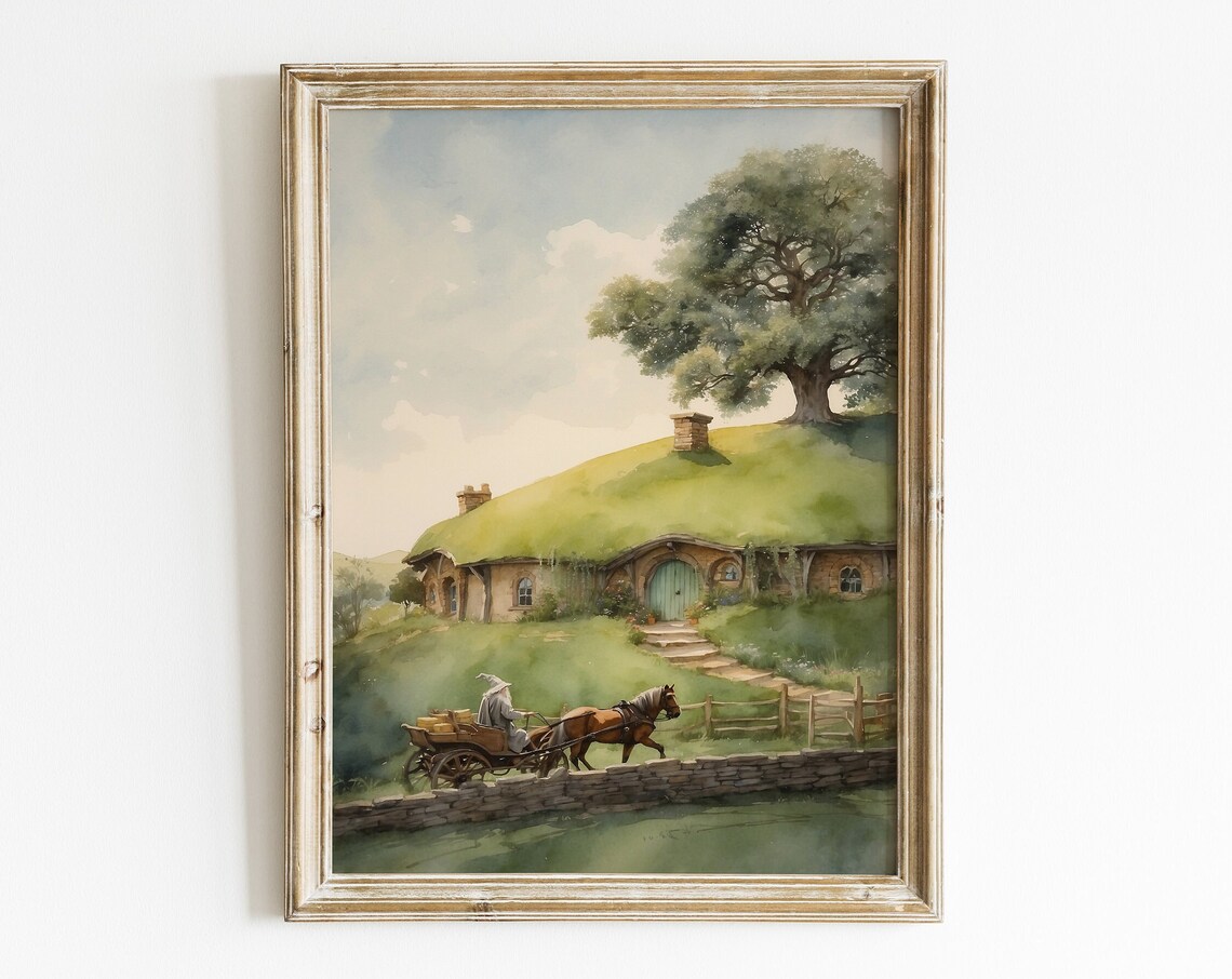 Wizard in the Shire Landscape Art Print, LOTR Inspired