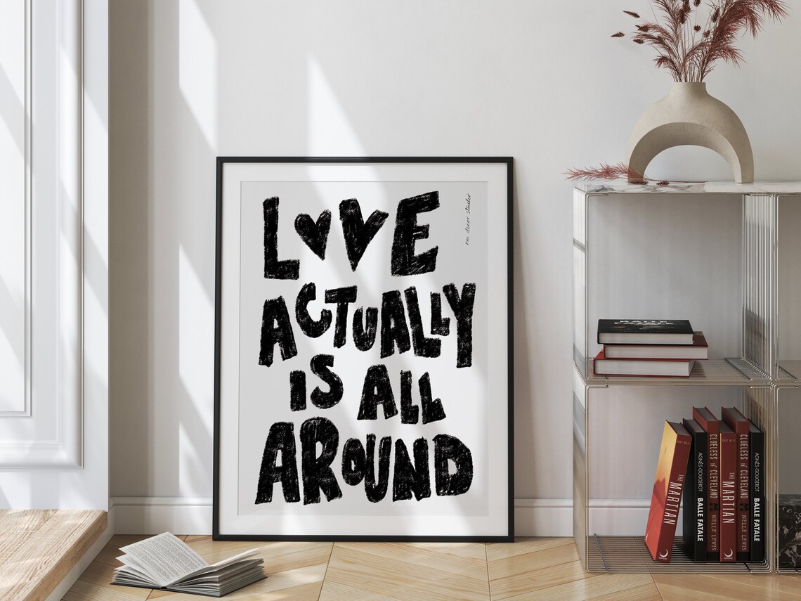 Love Actually Is All Around Retro Bedroom Art Print