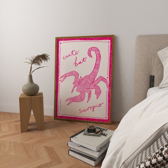 Cute But Scoprio Art Print Poster Heart Valentine Trendy Retro Print Love Heart Illustration Mid Century Print Modern Kitchen Art