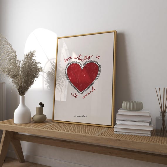 Love Actually Is All Around Art Print, Retro Valentine