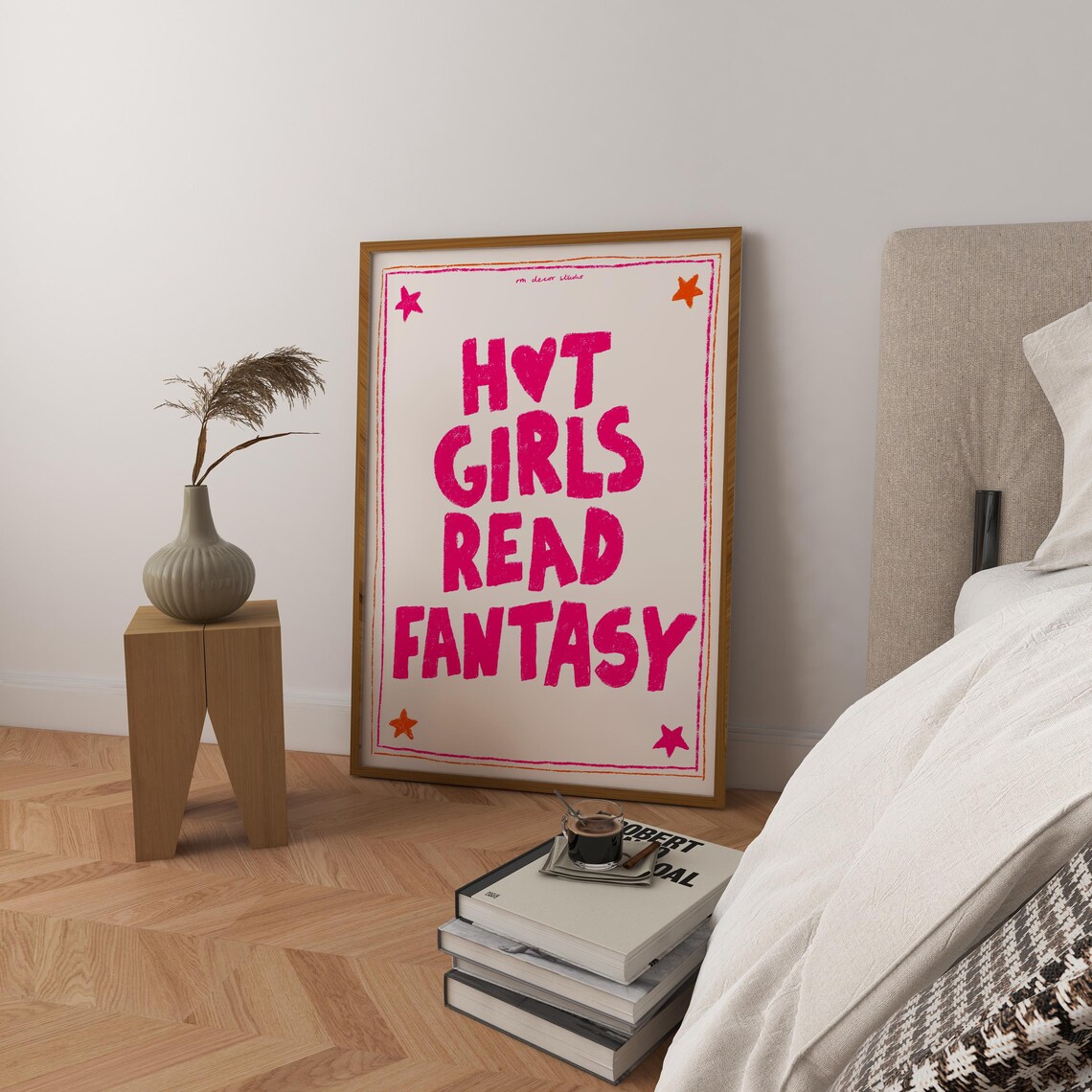 Hot Girls Read Fantasy Retro Quote Art Print