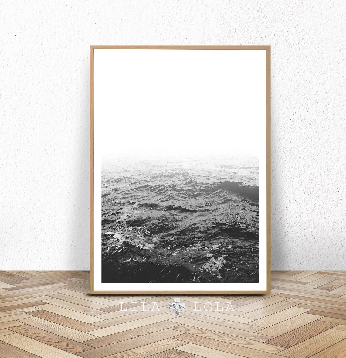 Black And White Ocean Waves Coastal Art Print