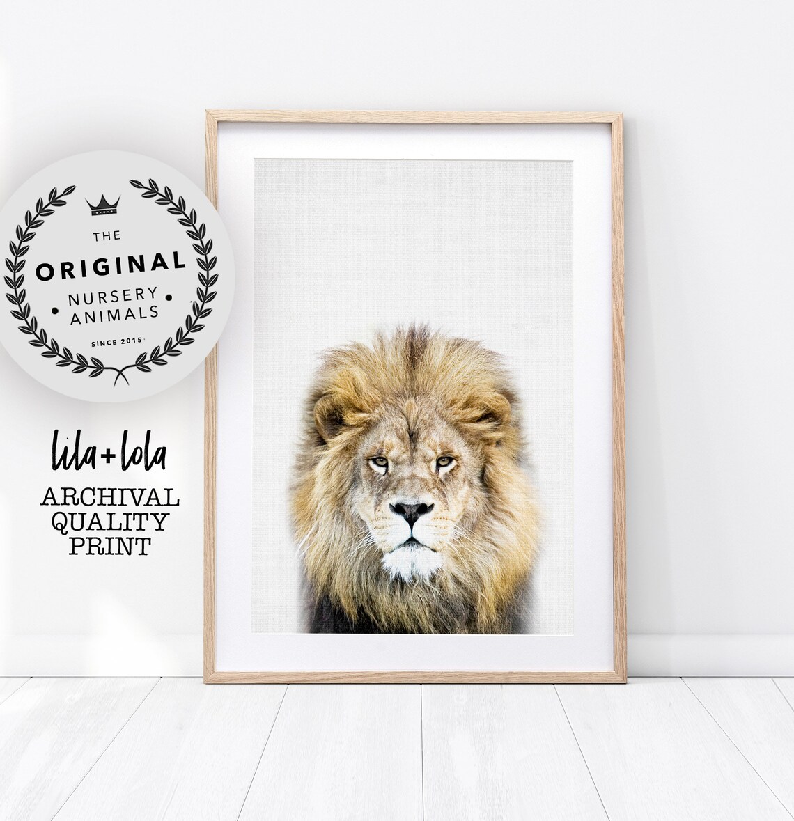 Lion Portrait Art Print, Safari Nursery Decor