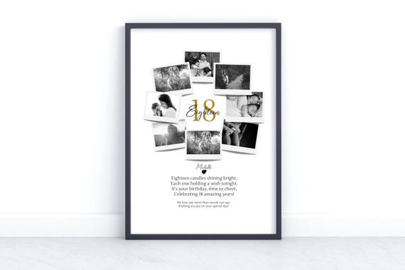 Personalised 18th Birthday Photo Collage 18th Birthday Gift 18th Birthday Wall Art Polaroid Photo Decor Birthday Gift Son Daughter Niece