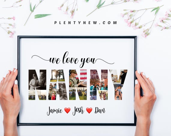 Nanny Photo Collage Gift Personalized Nanny Gift Mothers Day Gift For Grandma Nana Photo Collage Gift Grandchild Gift For Grandma