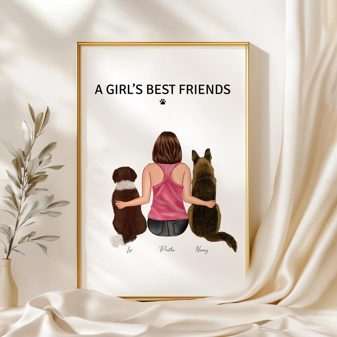 Pet Lover Mothers Day Gift Girls Best Friend Print For Dog Mom Personalized Dog Owner Wall Art Watercolor Dog Portrait Cat Mom