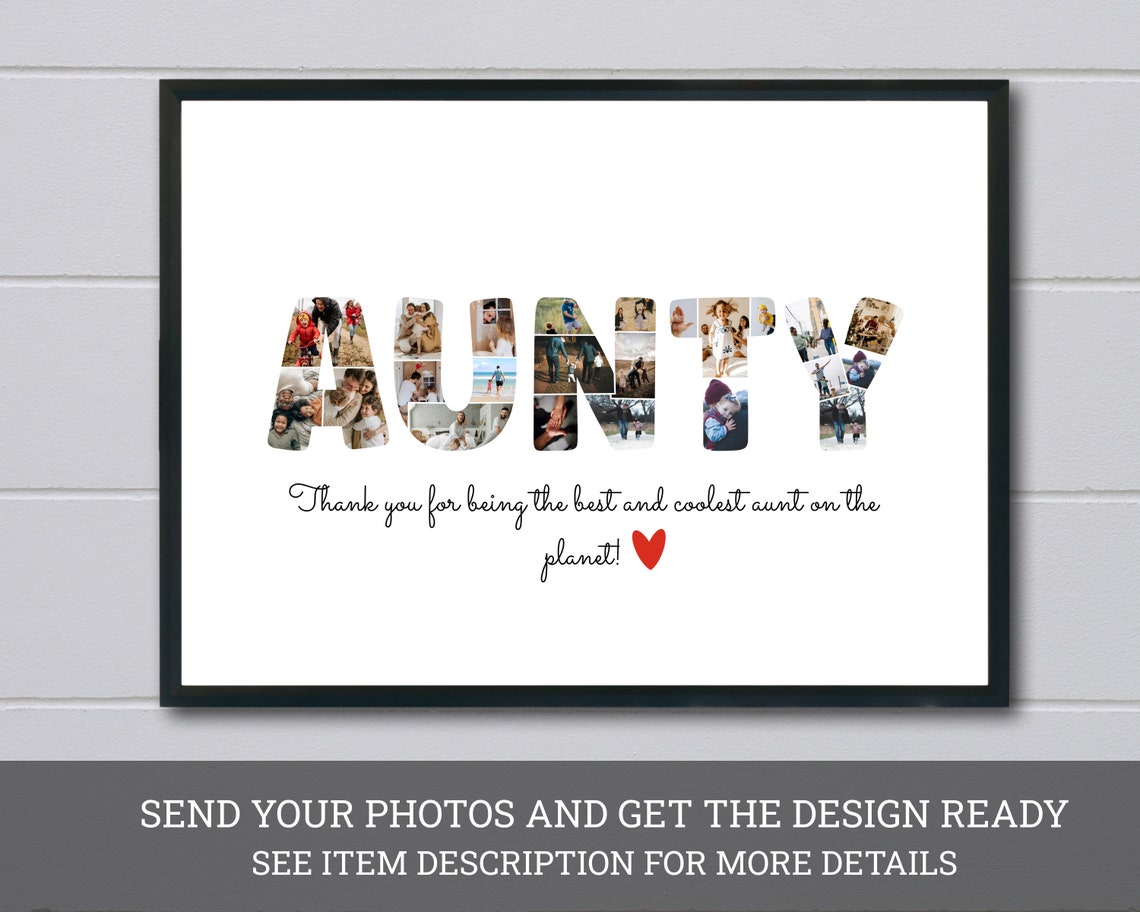 Personalized AUNTY Letter Photo Collage Best Aunt Ever Gift Poster