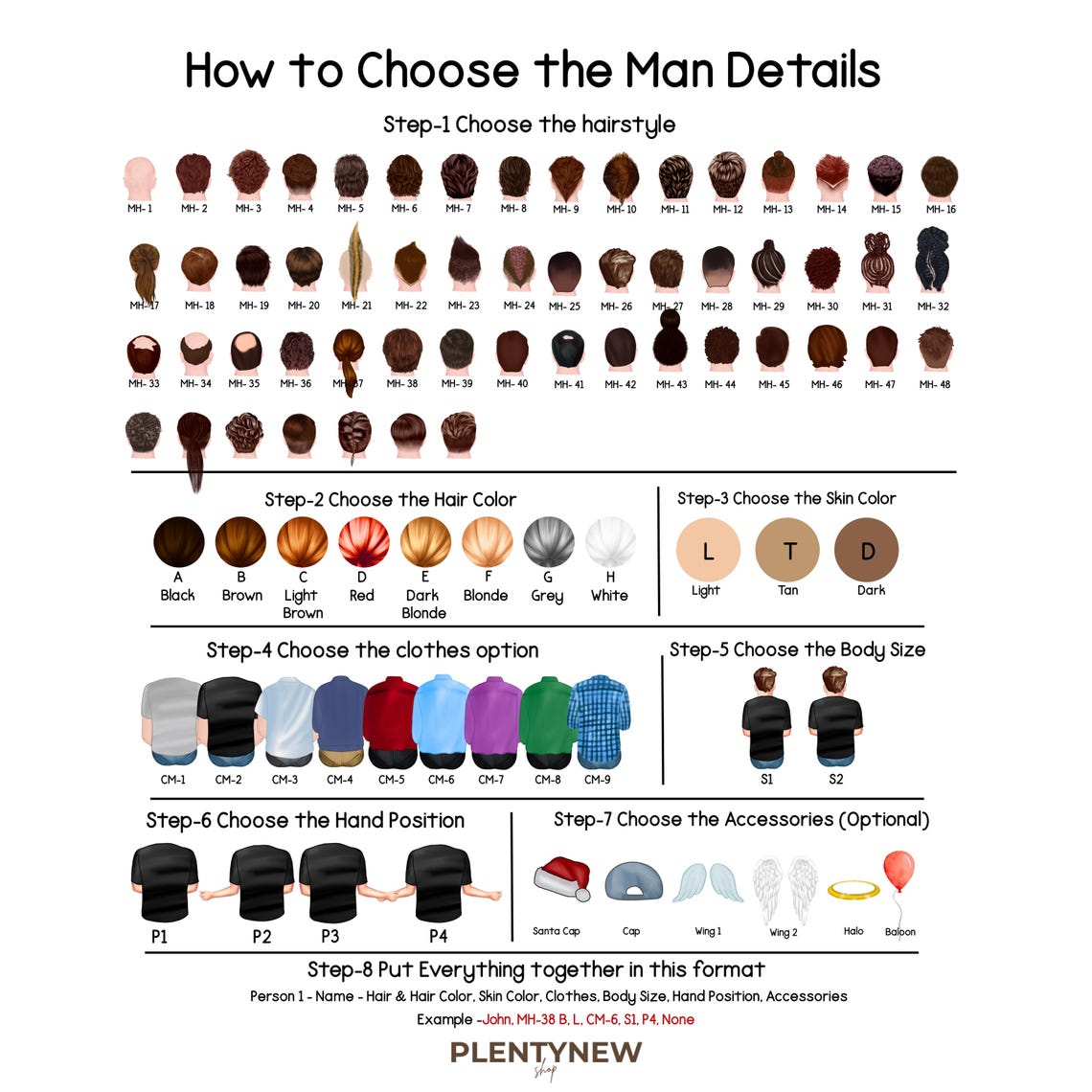Choose the Man Details Custom Portrait Options Chart Design Print